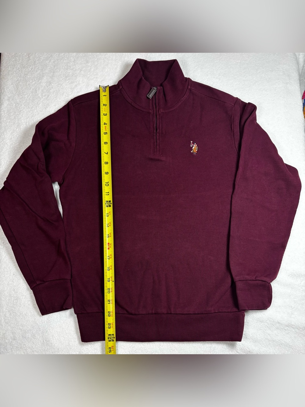 U.S. Polo Assn. men’s quarter‑zip pullover, size S, soft knit with chest logo